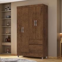 Guarda Roupa Solteiro Pequeno Ideal 4 Portas 2 Gavetas Marrom - Vila Rica Guarda Roupa Solteiro Pequeno Ideal 4 Portas 2 Gavetas Marrom - Vila Rica