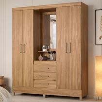 Guarda-Roupa Solteiro Pérsia 4 Portas 3 Gavetas com Espelho Amêndola Touch - Demóbile Guarda-Roupa Solteiro Pérsia 4 Portas 3 Gavetas com Espelho Amêndola Touch - Demóbile