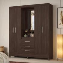 Guarda-Roupa Solteiro Pérsia 4 Portas 3 Gavetas com Espelho Café Touch - Demóbile Guarda-Roupa Solteiro Pérsia 4 Portas 3 Gavetas com Espelho Café Touch - Demóbile