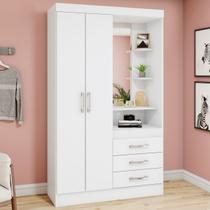 Guarda-Roupa Solteiro Peter 2 Portas 3 Gavetas Flex Branco/Rosa Chá - Bci Móveis