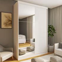 Guarda Roupa Solteiro Premium Cléo 138cm com Espelho 2 Portas 2 Gavetas Espresso Móveis