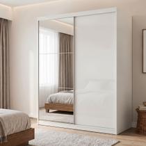 Guarda Roupa Solteiro Premium Salvador Plus 138cm com Espelho 2 Portas 2 Gavetas Yescasa Branco