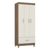 Guarda Roupa Solteiro Prince 3 Portas e 1 Gaveta Amêndola/Off White - Demóbile Guarda Roupa Solteiro Prince 3 Portas e 1 Gaveta Amêndola/Off White - Demóbile