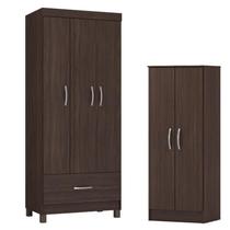 Guarda Roupa Solteiro Prince com Multiuso Viena Café - Demóbile Guarda Roupa Solteiro Prince com Multiuso Viena Café - Demóbile