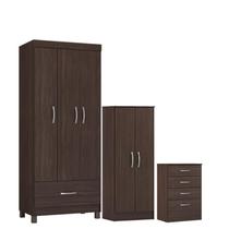 Guarda Roupa Solteiro Prince com Multiuso Viena Comôda Astral Café - Demóbile