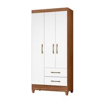 Guarda Roupa Solteiro Quarto Pequeno 3 Portas 2 Gavetas Lima Naturale com Branco Guarda Roupa Solteiro Quarto Pequeno 3 Portas 2 Gavetas Lima Naturale com Branco