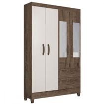 Guarda-Roupa Solteiro Real 4 Portas 2 Gavetas com Espelho Atualle Móveis