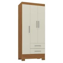 Guarda Roupa Solteiro Rio Grande 3 Portas 2 Gavetas Cinamomo/ Off White - Rodial
