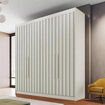 Guarda Roupa Solteiro Ripado 4 Portas 3 Gavetas - Potente-Off White - Móveis Europa