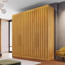 Guarda Roupa Solteiro Ripado 4 Portas 3 Gavetas - Potente-Peroba - Móveis Europa