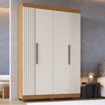 Guarda Roupa Solteiro Ripado 4 Portas com Pés Flórida Faimec