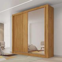 Guarda Roupa Solteiro Ripado com Espelho 2 Portas 4 Gavetas - Lugano-Peroba - Made Marcs Guarda Roupa Solteiro Ripado com Espelho 2 Portas 4 Gavetas - Lugano-Peroba - Made Marcs