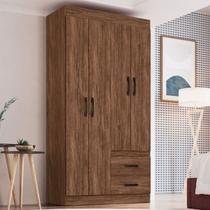 Guarda-Roupa Solteiro Rosario 4 Portas 2 Gavetas Castanho - Doripel