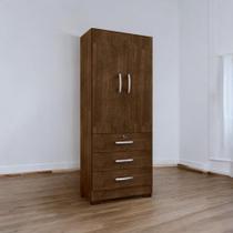 Guarda Roupa Solteiro Roupeiro Louvre 2 Portas 2 Gavetas Marrom MDF Guarda Roupa Solteiro Roupeiro Louvre 2 Portas 2 Gavetas Marrom MDF