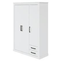 Guarda-Roupa Solteiro Rustic Clean 3 portas 2 gavetas Branco