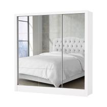 Guarda Roupa Solteiro Santiago Premium 3 Portas 2 Gavetas Cem Espelho Carioca Moveis Branco