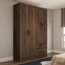 Guarda-Roupa Solteiro São Francisco 4 Portas 2 Gavetas Castanho - Panorama Móveis Móveis