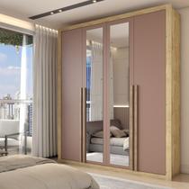 Guarda-Roupa Solteiro Severo 4 Portas 3 Gavetas com Espelho Capuccino/Terracota - Panorama Móveis