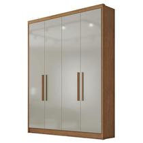 Guarda Roupa Solteiro Sevilha 4 Portas 3 Gavetas Cumaru 25 Fendi com Nicho Novo Horizonte