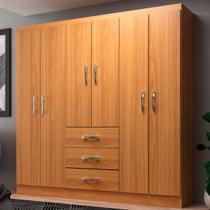 Guarda-Roupa Solteiro Sevilha 6 Portas 3 Gavetas Cinnamomo - Evidencia Móveis Guarda-Roupa Solteiro Sevilha 6 Portas 3 Gavetas Cinnamomo - Evidencia Móveis