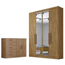 Guarda Roupa Solteiro Sevilha com Espelho e Cômoda Seul Cumaru 23 - Novo Horizonte Guarda Roupa Solteiro Sevilha com Espelho e Cômoda Seul Cumaru 23 - Novo Horizonte