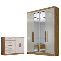 Guarda Roupa Solteiro Sevilha com Espelho e Cômoda Seul Cumaru 25 Fendi - Novo Horizonte Guarda Roupa Solteiro Sevilha com Espelho e Cômoda Seul Cumaru 25 Fendi - Novo Horizonte