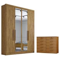 Guarda Roupa Solteiro Sevilha com Espelho e Gaveteiro Milão com Chave Cumaru 23 - Novo Horizonte