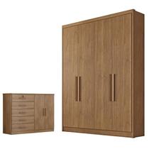 Guarda Roupa Solteiro Sevilha e Cômoda Seul Cumaru 23 - Novo Horizonte