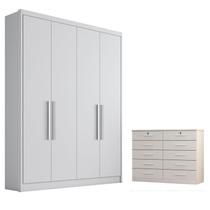 Guarda Roupa Solteiro Sevilha e Gaveteiro Milão com Chave Neve - Novo Horizonte