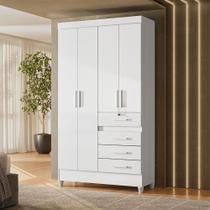Guarda Roupa Solteiro Sobral 4 Portas 4 Gavetas Branco Flex Moval