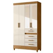 Guarda Roupa Solteiro Sobral 4 Portas Freijó Off White Com Espelho - Moval Guarda Roupa Solteiro Sobral 4 Portas Freijó Off White Com Espelho - Moval