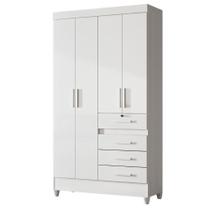 Guarda Roupa Solteiro Sobral 4p 110 Cm Branco Flex Moval Branco Flex