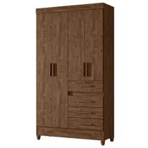 Guarda Roupa Solteiro Sobral 4p 110 Cm Castanho Wood