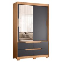 Guarda Roupa Solteiro Sole 02 portas de correr com Espelho Freijo Titanium White - Móveis Albatroz Guarda Roupa Solteiro Sole 02 portas de correr com Espelho Freijo Titanium White - Móveis Albatroz