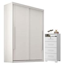 Guarda Roupa Solteiro Splendido 2 Portas com Cômoda Primordial Max 4 gavetas Branco Absoluto Semi Fosco-Zanzini Guarda Roupa Solteiro Splendido 2 Portas com Cômoda Primordial Max 4 gavetas Branco Absoluto Semi Fosco-Zanzini