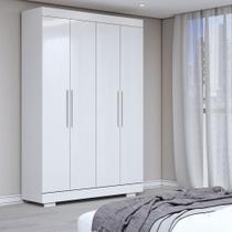 Guarda-Roupa Solteiro Splendore 4 Portas 2 Gavetas 100% Mdf com Pé Branco - Panorama Móveis Guarda-Roupa Solteiro Splendore 4 Portas 2 Gavetas 100% Mdf com Pé Branco - Panorama Móveis
