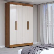 Guarda-Roupa Solteiro Splendore 4 Portas 2 Gavetas 100% Mdf com Pé Cinamomo/Off White - Panorama Móveis
