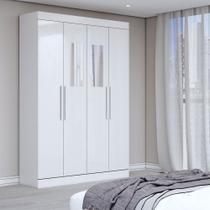 Guarda-Roupa Solteiro Splendore 4 Portas 2 Gavetas com Espelho 100% Mdf Branco - Panorama Móveis