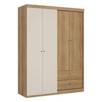 Guarda Roupa Solteiro Star 4 Portas Capuccino Off White Acetinado - Thb Guarda Roupa Solteiro Star 4 Portas Capuccino Off White Acetinado - Thb