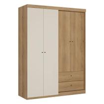Guarda Roupa Solteiro Star 4 Portas Capuccino Off White Acetinado - Thb Guarda Roupa Solteiro Star 4 Portas Capuccino Off White Acetinado - Thb