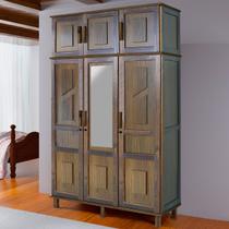 Guarda-Roupa Solteiro Suécia Madeira Maciça 6 Portas com Espelho Imbuia - Pnr Móveis Guarda-Roupa Solteiro Suécia Madeira Maciça 6 Portas com Espelho Imbuia - Pnr Móveis