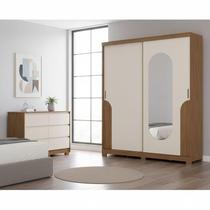 Guarda Roupa Solteiro Talles e Cômoda Ravenna Ambiente Nature Off White - Henn