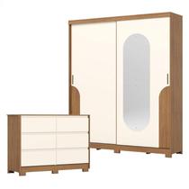 Guarda Roupa Solteiro Talles e Cômoda Ravenna Nature Off White - Henn