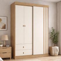Guarda-Roupa Solteiro THB Aspen, 3 Portas de Bater e Correr, Capuccino e Off White, 156 cm