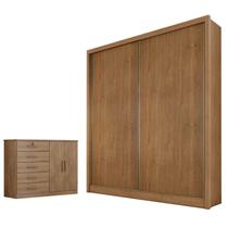 Guarda Roupa Solteiro Toledo com Nicho e Cômoda Seul Cumaru 23 - Novo Horizonte