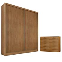 Guarda Roupa Solteiro Toledo com Nicho e Gaveteiro Milão com Chave Cumaru 23 - Novo Horizonte