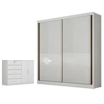 Guarda Roupa Solteiro Toledo e Cômoda Seul Neve - Novo Horizonte