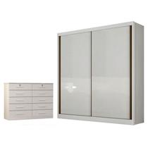 Guarda Roupa Solteiro Toledo e Gaveteiro Milão com Chave Neve - Novo Horizonte