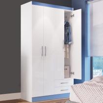 Guarda-roupa Solteiro Treviso 4 Portas 2 Gavetas 104 Flex Branco/rosa/azul - Doripel