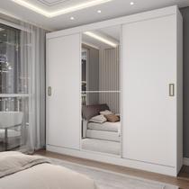 Guarda-Roupa Solteiro Triunfo 3 Portas 2 Gavetas com Espelho Flex Branco/ônix - Panorama Móveis Guarda-Roupa Solteiro Triunfo 3 Portas 2 Gavetas com Espelho Flex Branco/ônix - Panorama Móveis